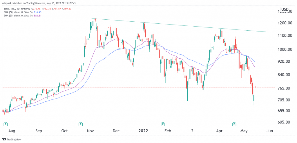 Tesla stock price