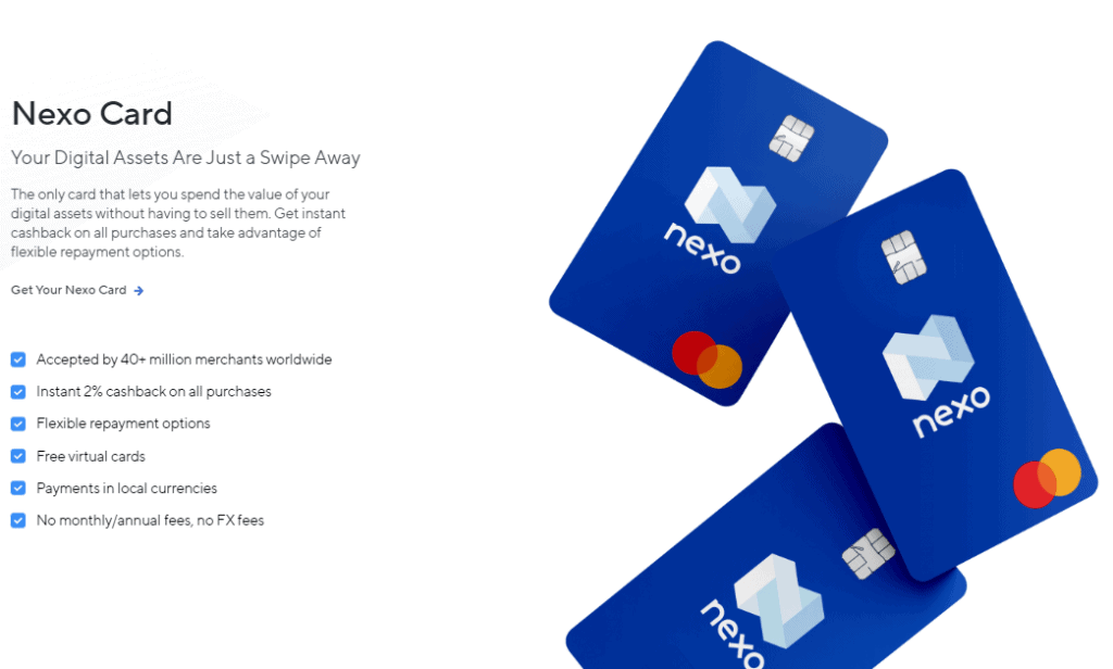 Nexo Card features.