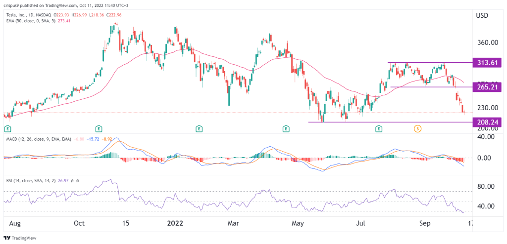 Tesla stock price