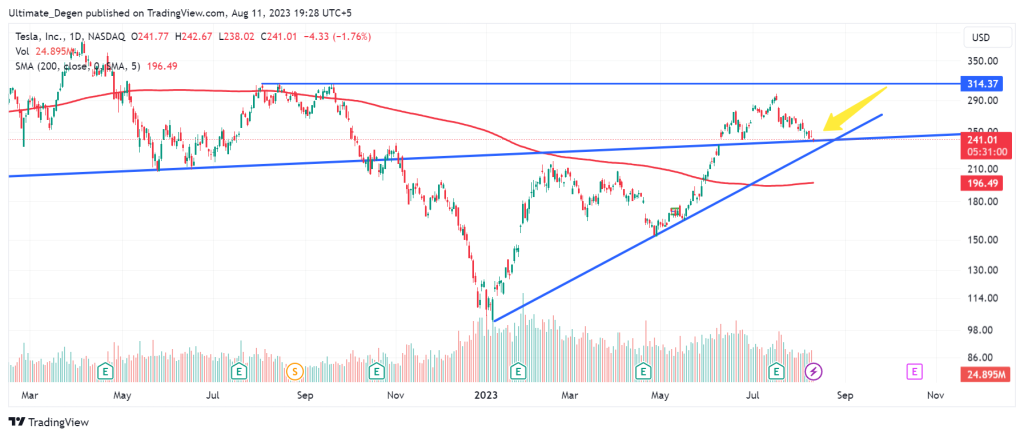 Tesla stock price chart