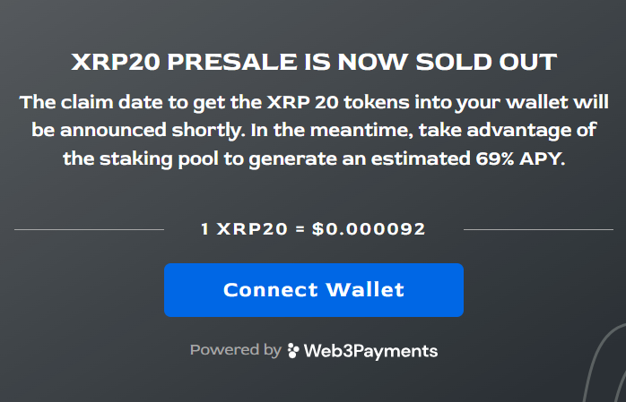 XRP20 presale sold out